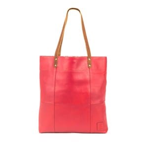 Tote bag cuir  emilie rouge