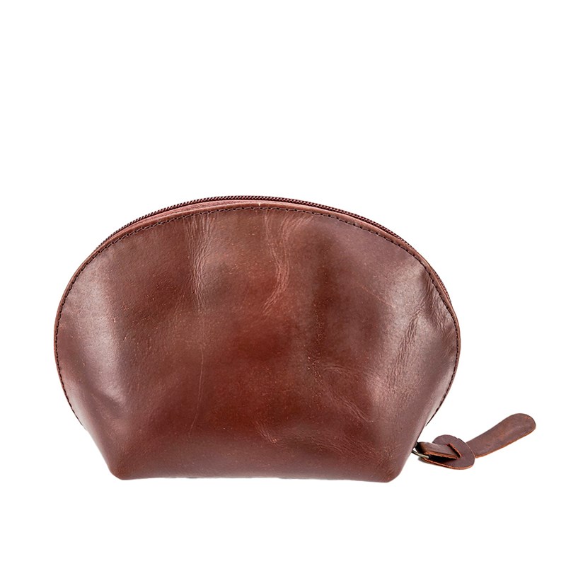 Artisanet - Trousse maquillage cuir léa café