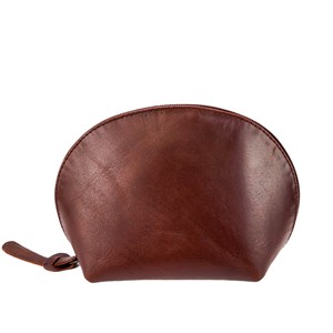 Trousse maquillage cuir léa café