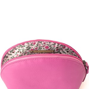 Trousse maquillage cuir léa rose