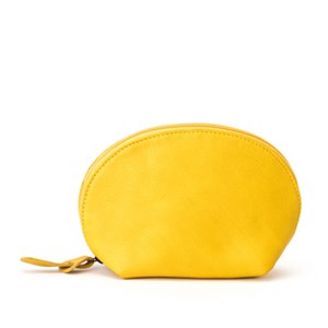 Trousse maquillage cuir léa jaune
