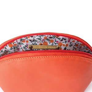 Trousse maquillage cuir léa orange