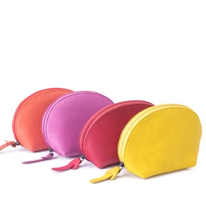 Trousse maquillage cuir léa orange