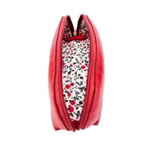 Trousse longue cuir rosy rouge