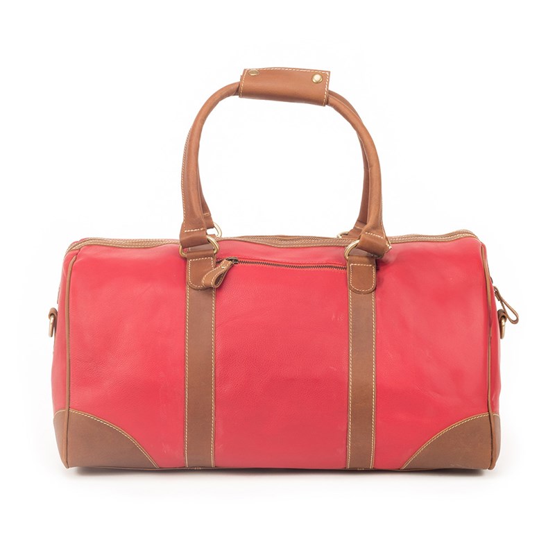 Artisanet - Sac weekend cuir sacha rouge