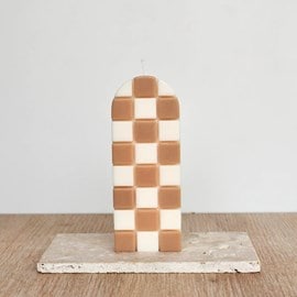 Bougie décorative damier beige