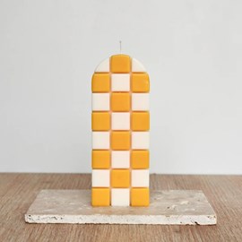 Bougie décorative damier jaune