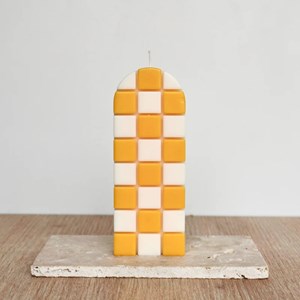 Bougie décorative damier jaune