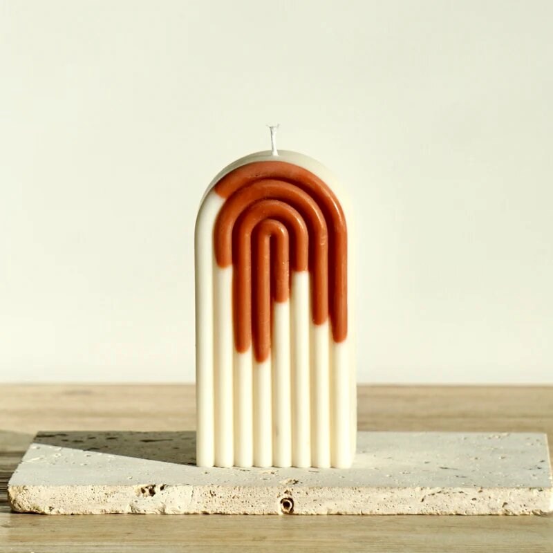 Ekru - Bougie décorative bicolore terracotta