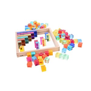 Plateau miroir en bois 100 cubes transl