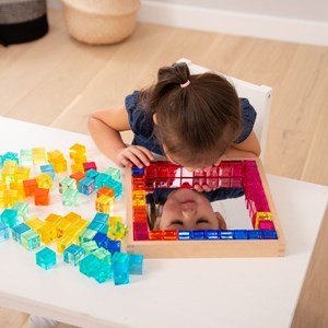 Plateau miroir en bois 100 cubes transl