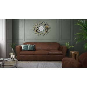 Canapé microfibre aspect cuir vieilli owen