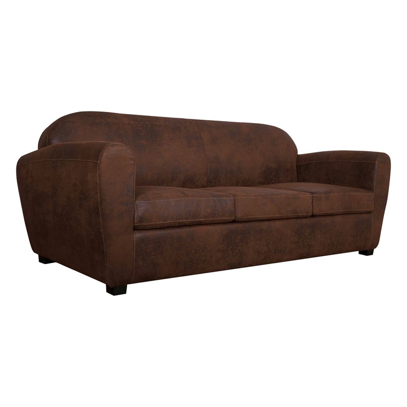 Camif - Canapé microfibre aspect cuir vieilli owen