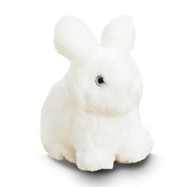 Peluche lapin léon assis blanc