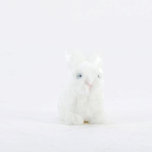 Peluche lapin léon assis blanc