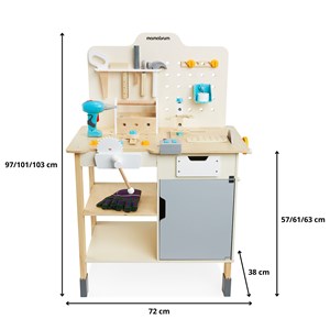 Atelier enfant bois établi avec outils