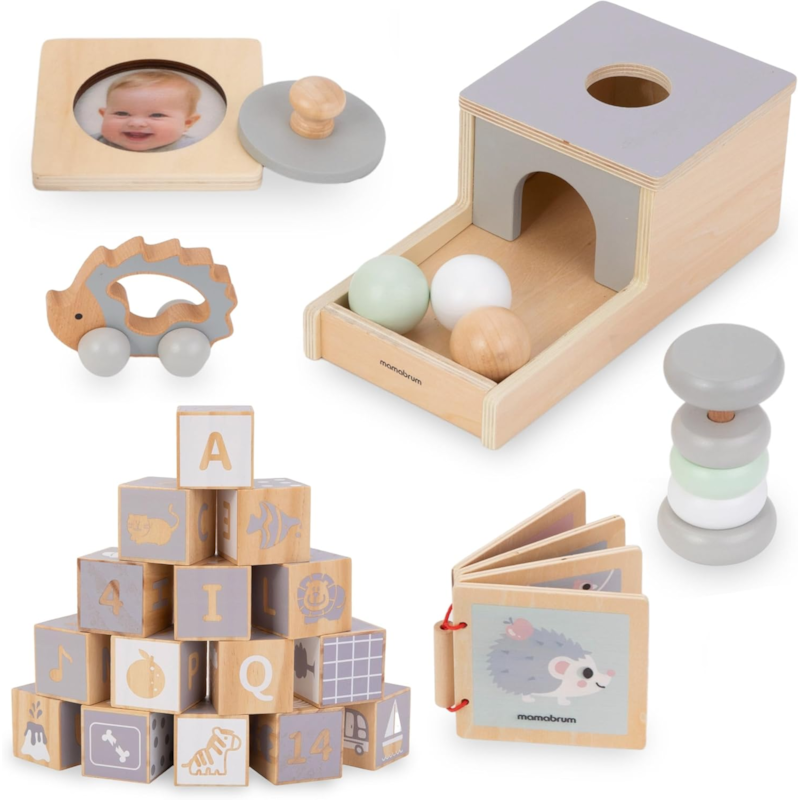 Jeux éveil sensoriel montessori bois (Mamabrum) - Image 1