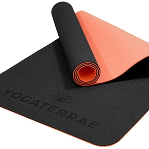 Tapis yoga noir corail tpe + sangle