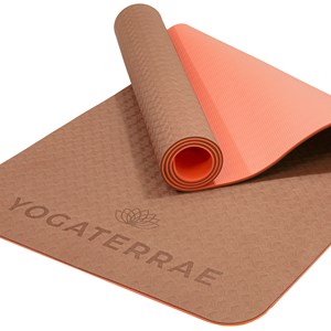 Tapis yoga marron corail tpe + sangle