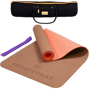 Tapis yoga marron corail tpe sangle sac