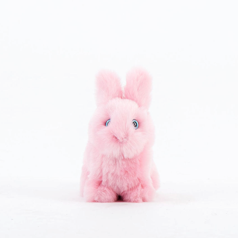 Peluche lapin léon assis rose