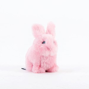 Peluche lapin léon assis rose