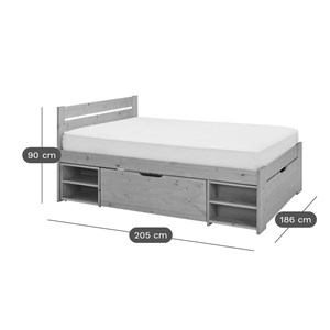 Lit rangement bois massif tara 180 x 200 cm