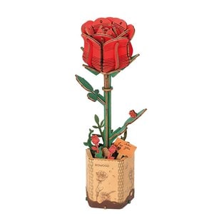 Maquette bois fleur - rose rouge