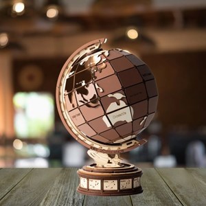 Puzzle 3d - globe terrestre en bois