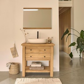 Meuble sous vasque en teck recyclé 82 cm