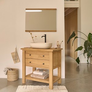 Meuble sous vasque en teck recyclé 82 cm