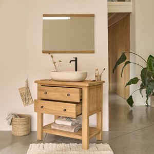 Meuble sous vasque en teck recyclé 82 cm