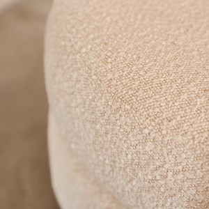 Pouf en teck et tissu bouclette 55 cm