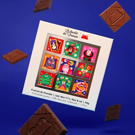 Coffret de 9 carrés de chocolat - noël