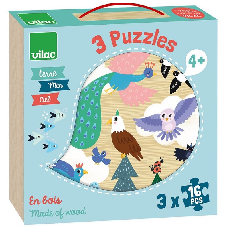 3 puzzles terre mer ciel