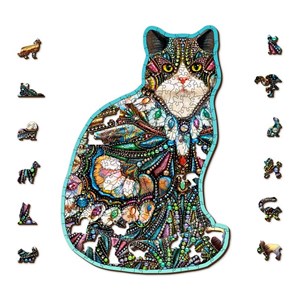 Puzzle en bois chat aux bijoux 250 pcs