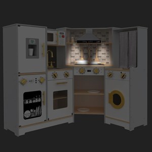 Cuisine en bois enfant, dinette, led