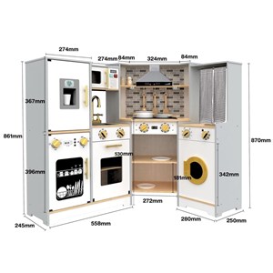 Cuisine en bois enfant, dinette, led