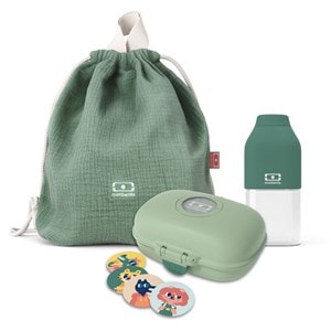 Set goûter enfant vert + accessoires