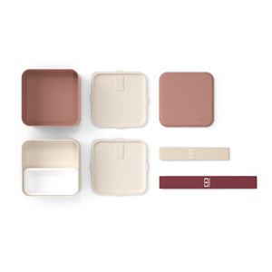 Lunch box carrée 2x850ml rose