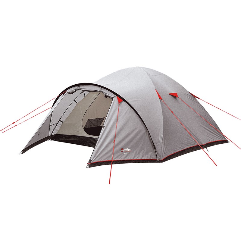 Wilsa - Tente corte 4 dôme gris et rouge