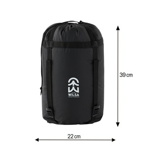 Sac de couchage large noir et bleu