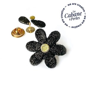 Mini kit daphne pins cuir fleur noir diy