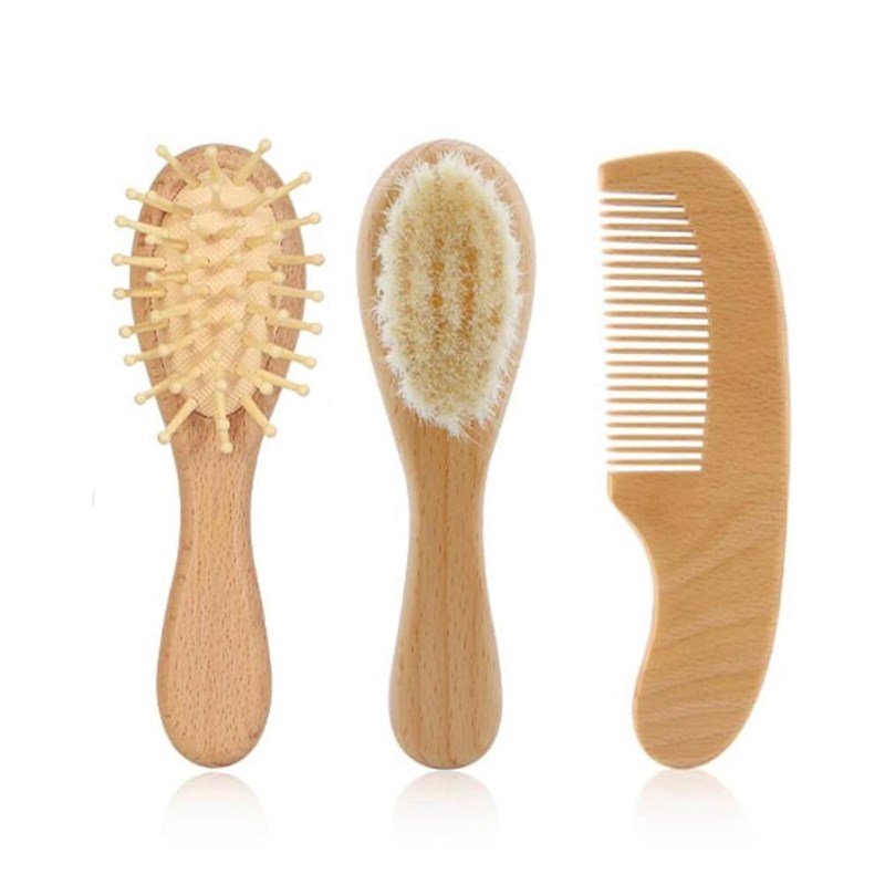 Set brosses et peigne bois naturel