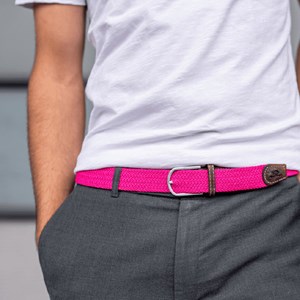 Ceinture tressée rose fuchsia - t1