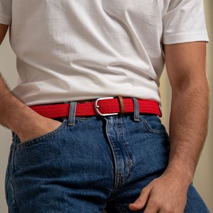 Ceinture tressée rouge cardinal - t2