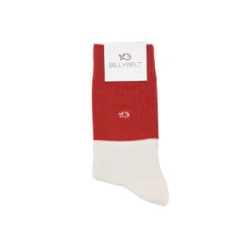 Chaussettes bicolores rouge et beige
