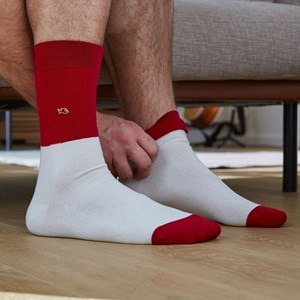 Chaussettes bicolores rouge et beige