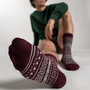 Chaussettes jacquard bordeaux