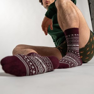 Chaussettes jacquard bordeaux
